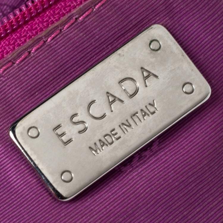 Pre Owned Escada Gold/White Leather Beaded Shoulder Bag