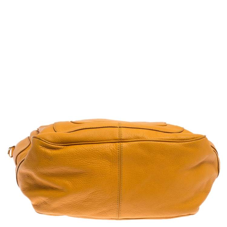 Pre Owned Escada Mustard Leather Knot Handle Shoulder Bag