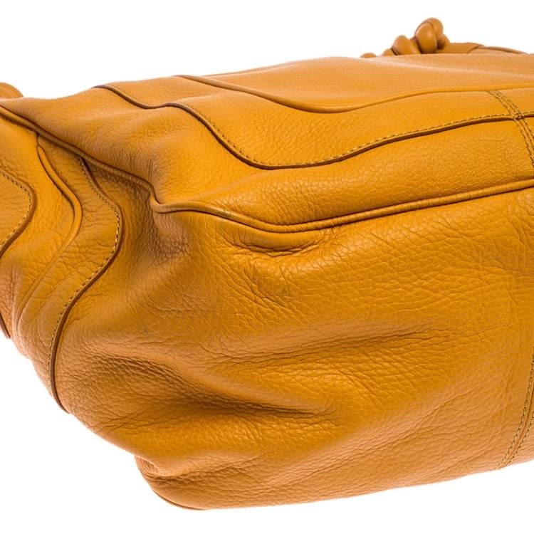 Pre Owned Escada Mustard Leather Knot Handle Shoulder Bag