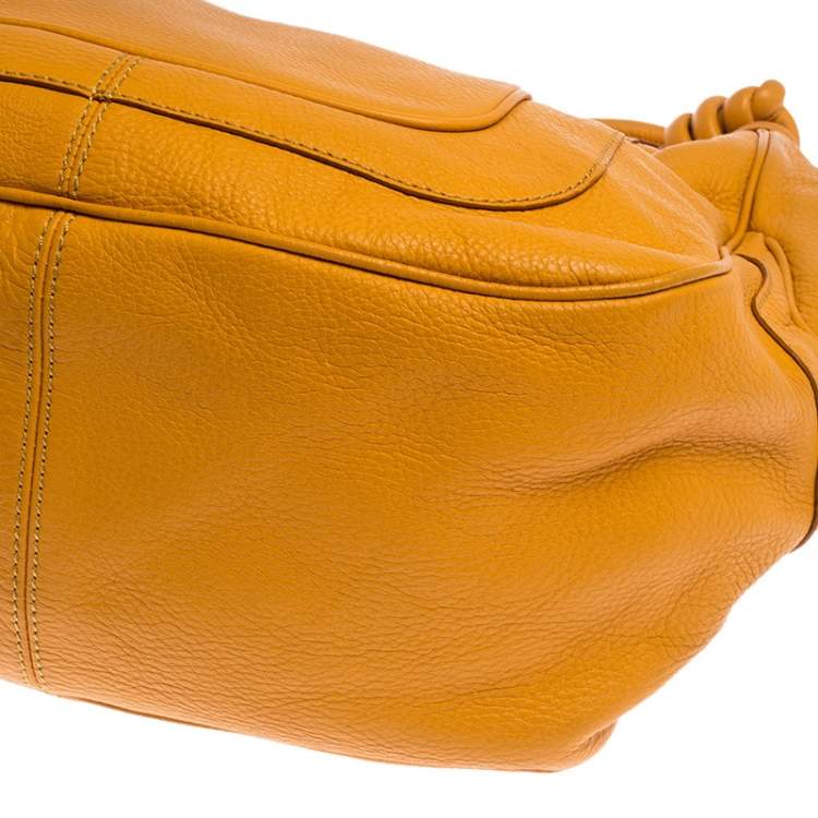 Pre Owned Escada Mustard Leather Knot Handle Shoulder Bag