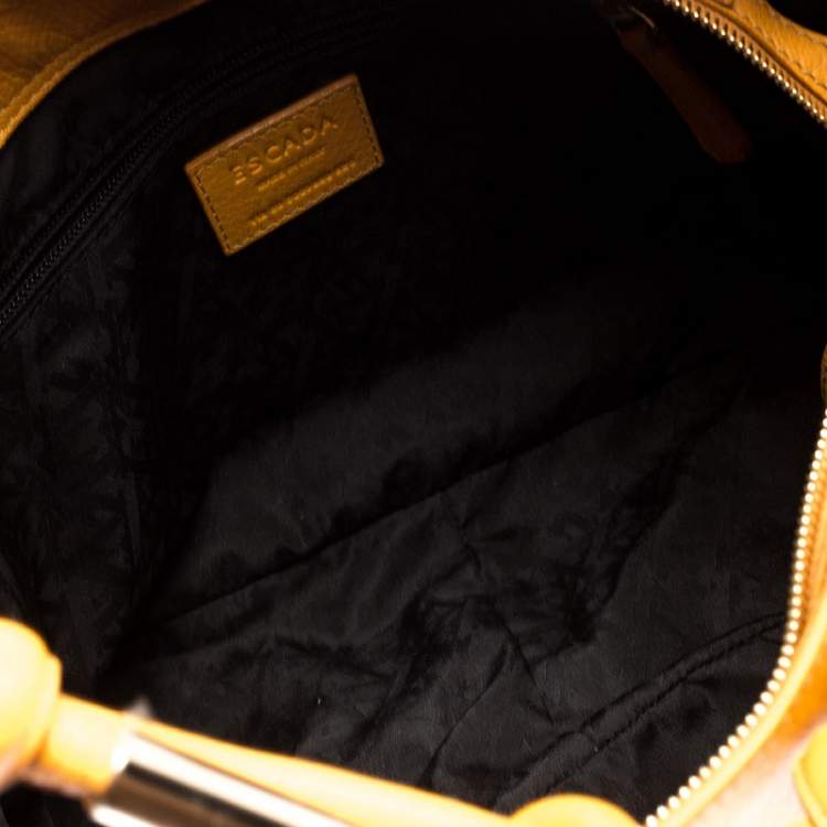 Pre Owned Escada Mustard Leather Knot Handle Shoulder Bag