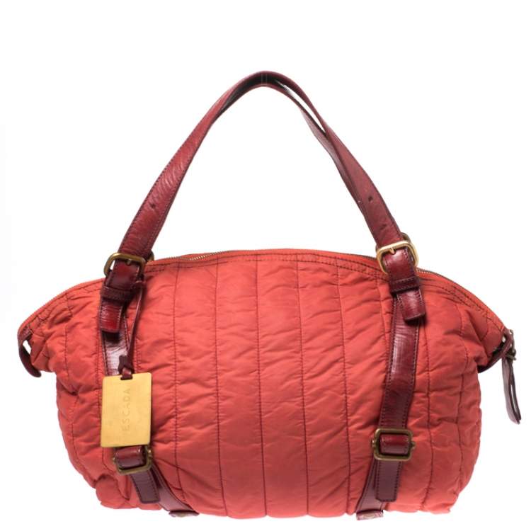 Pre Owned Escada Orange Nylon and Leather Shoulder Bag