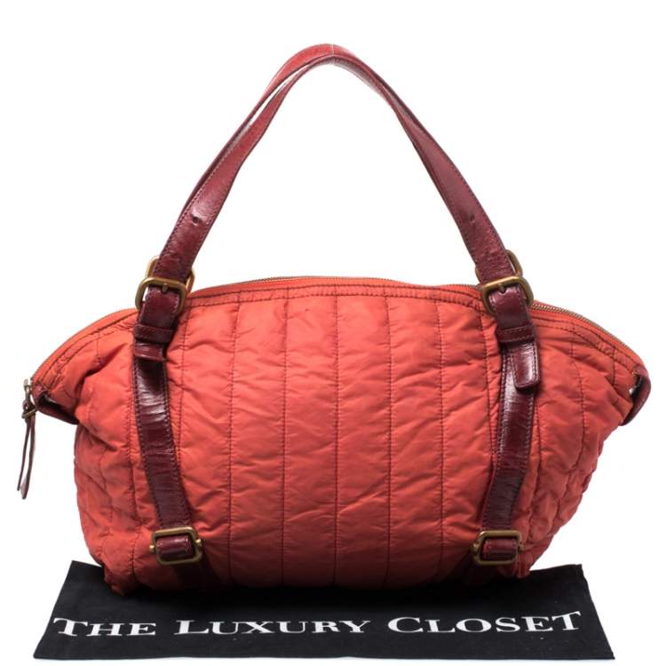 Pre Owned Escada Orange Nylon and Leather Shoulder Bag