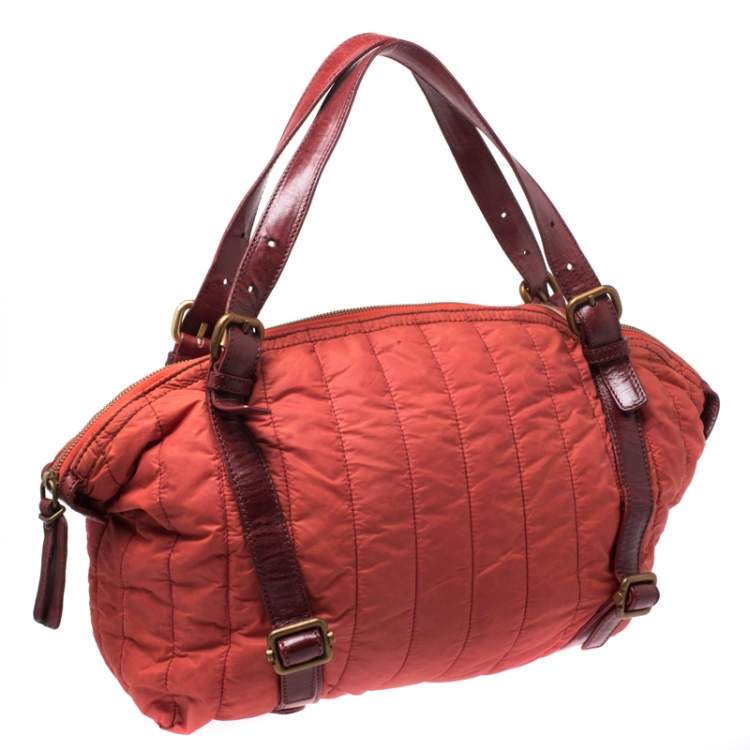Pre Owned Escada Orange Nylon and Leather Shoulder Bag