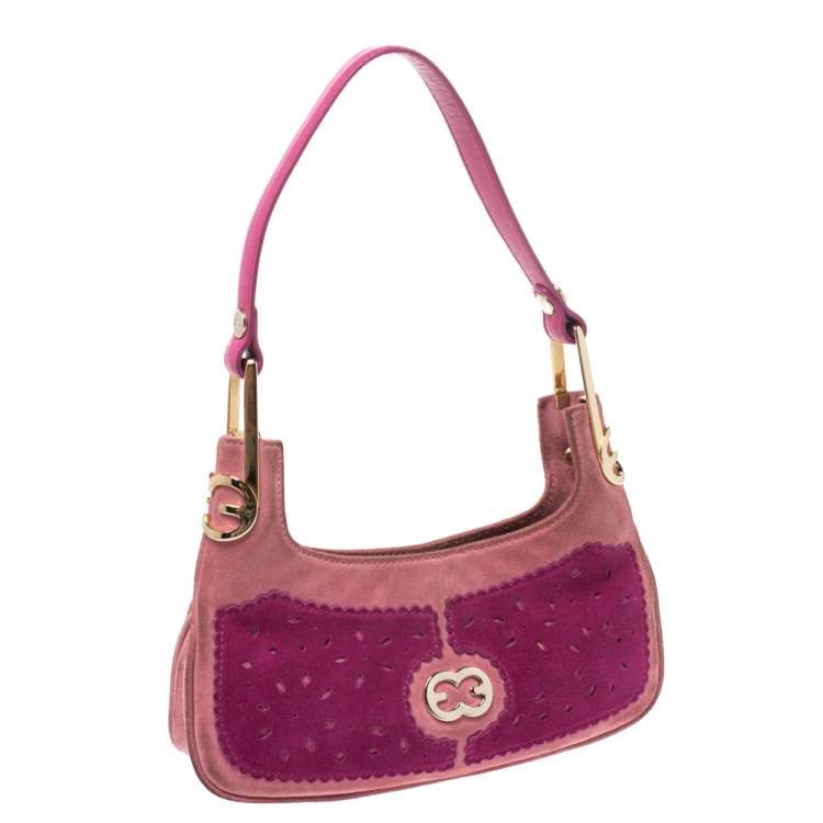 Pre Owned Escada Pink Nubuck and Leather Pochette Bag