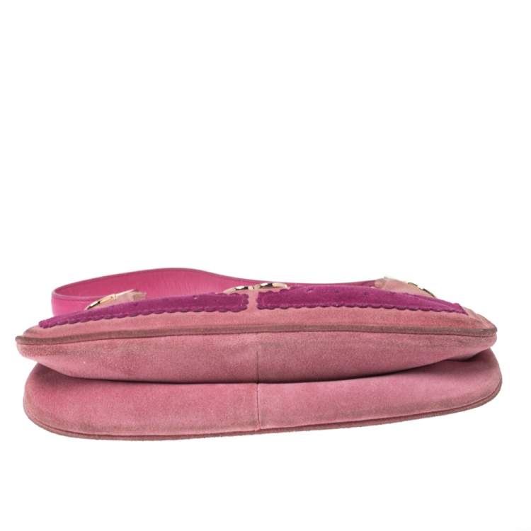 Pre Owned Escada Pink Nubuck and Leather Pochette Bag
