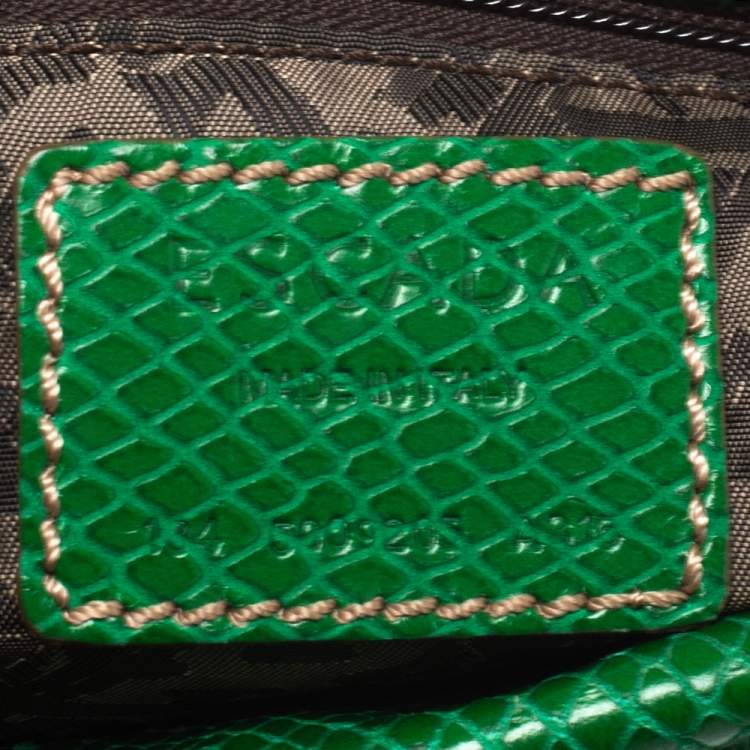 Pre Owned Escada Green Snakeskin Embossed Leather Top Handle Bag