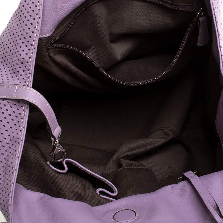 Pre Owned Escada Lilac Lazer Cut Leather Shopper Tote