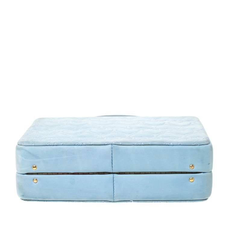 Pre Owned Escada Light Blue Nubuck Leather Box Top Handle Bag