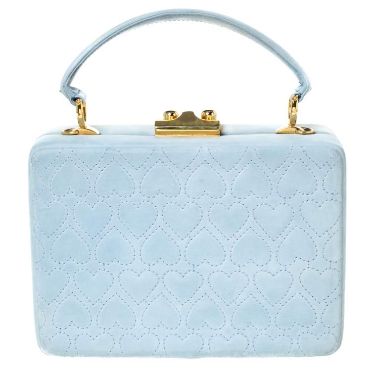 Pre Owned Escada Light Blue Nubuck Leather Box Top Handle Bag