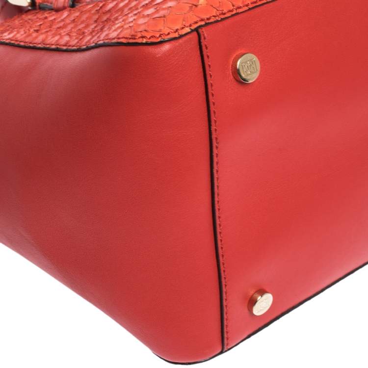 Pre Owned Escada Orange Python Embossed Leather Satchel