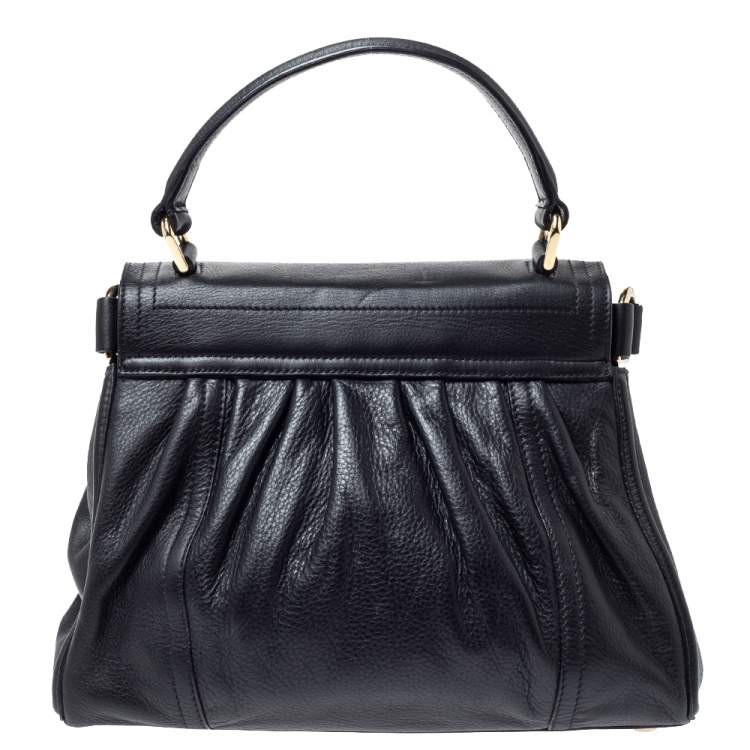 Pre Owned Escada Black Leather Top Handle Bag