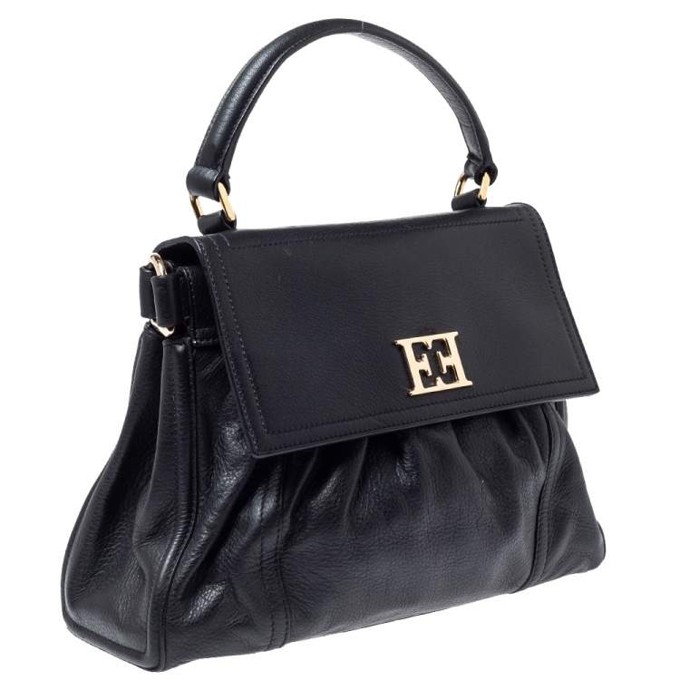 Pre Owned Escada Black Leather Top Handle Bag