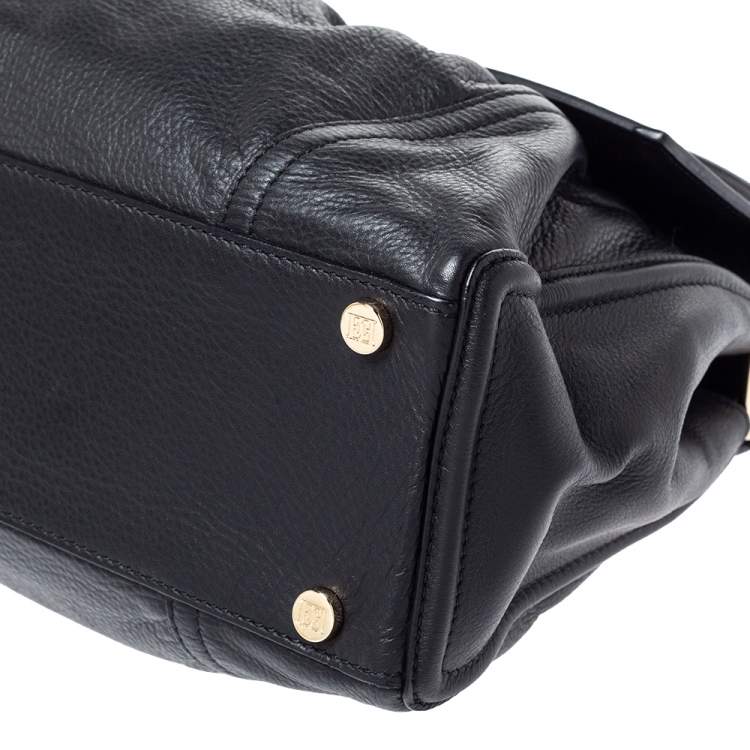 Pre Owned Escada Black Leather Top Handle Bag