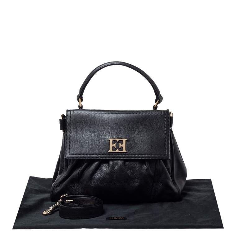 Pre Owned Escada Black Leather Top Handle Bag