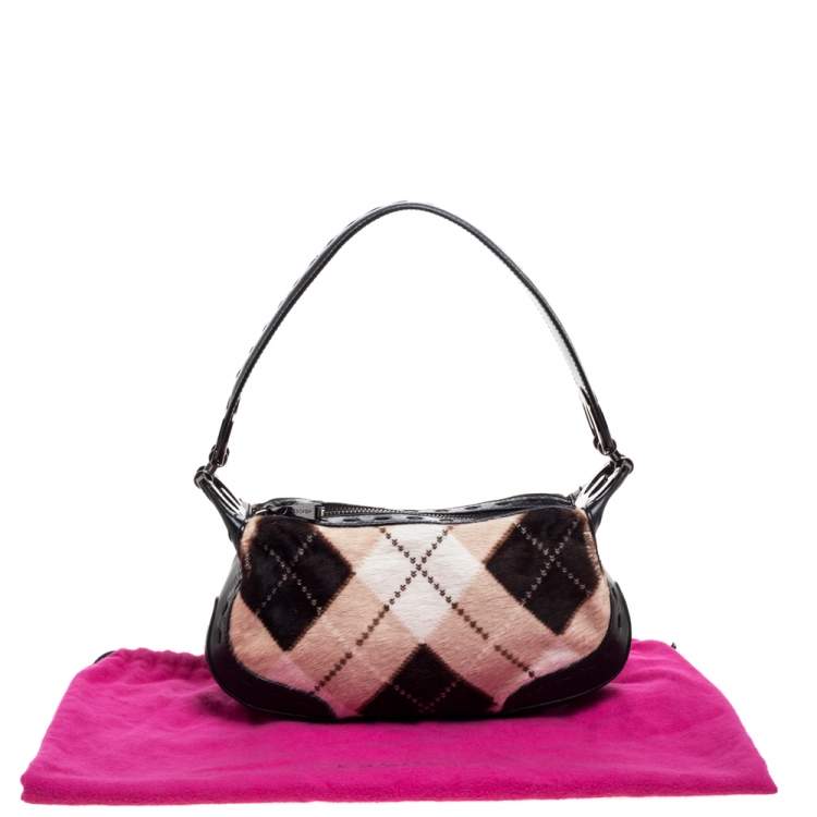 Pre Owned Escada Black/Multicolor Calfhair and Leather Shoulder Bag