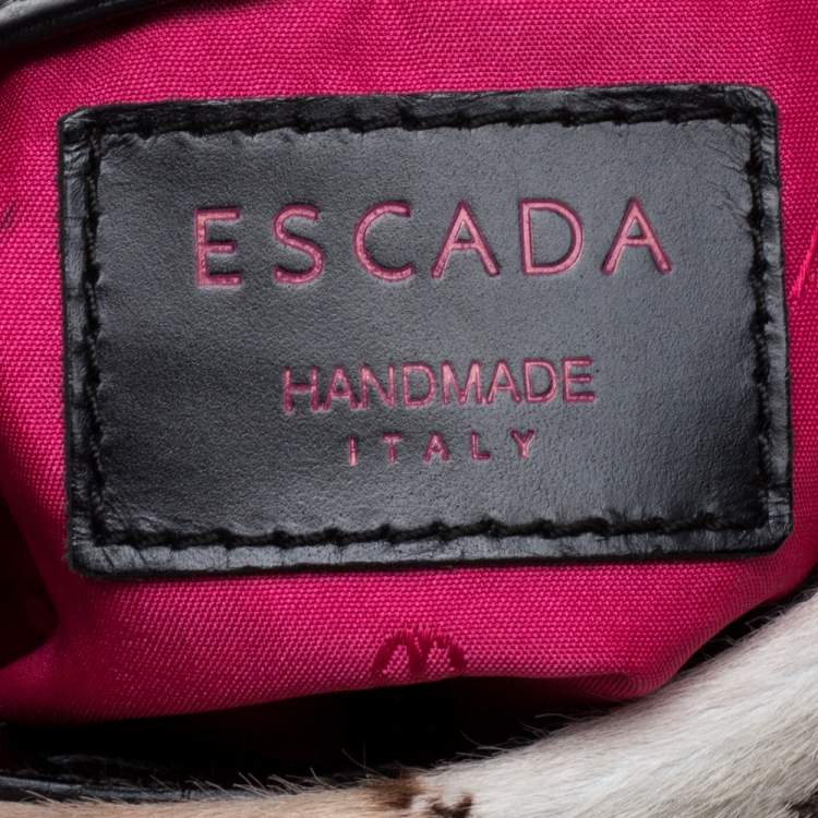 Pre Owned Escada Black/Multicolor Calfhair and Leather Shoulder Bag