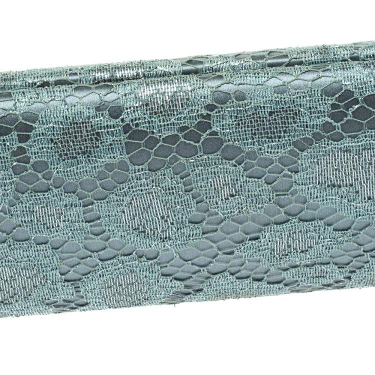 Pre Owned Escada Powder Blue Lace and Satin Chain Clutch