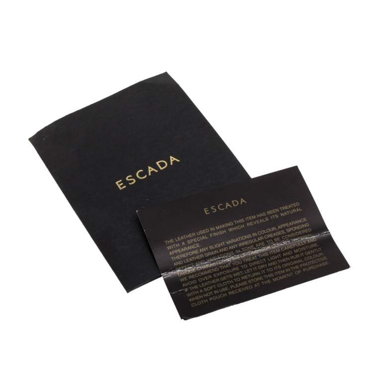 Pre Owned Escada Brown Leather Metal Logo Satchel