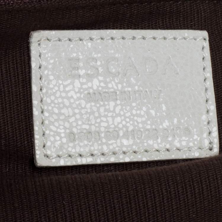 Pre Owned Escada White Crackled Patent Leather Frame Hobo