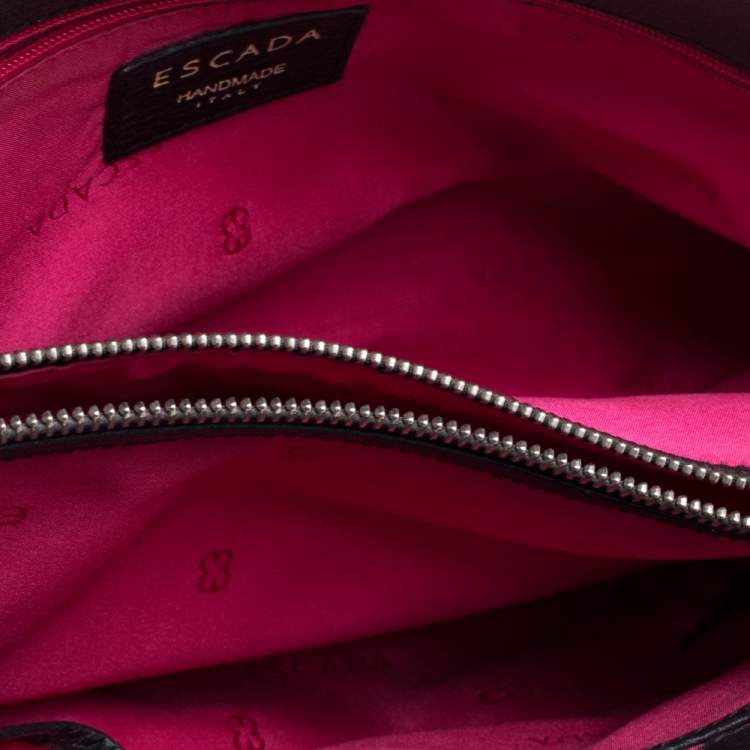Pre Owned Escada Black Leather Front Pocket Satchel