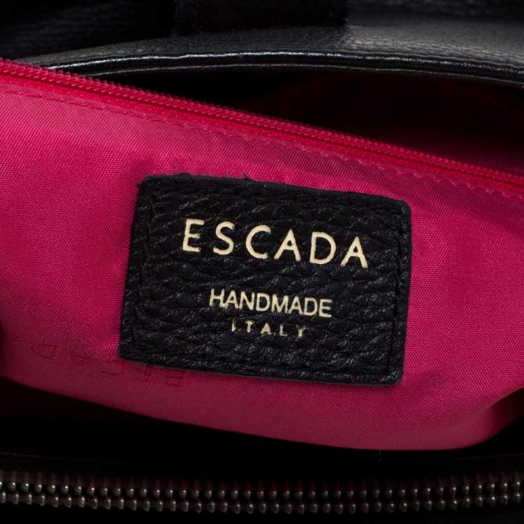Pre Owned Escada Black Leather Front Pocket Satchel