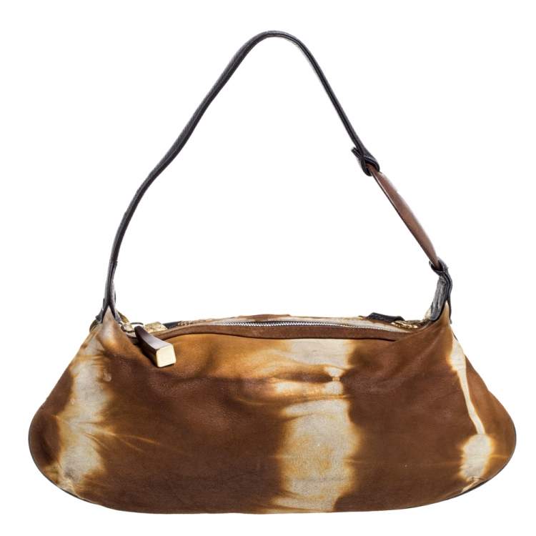 Pre Owned Escada Multicolor Snakeskin Embossed and Leather Mixed Media Shoulder Bag