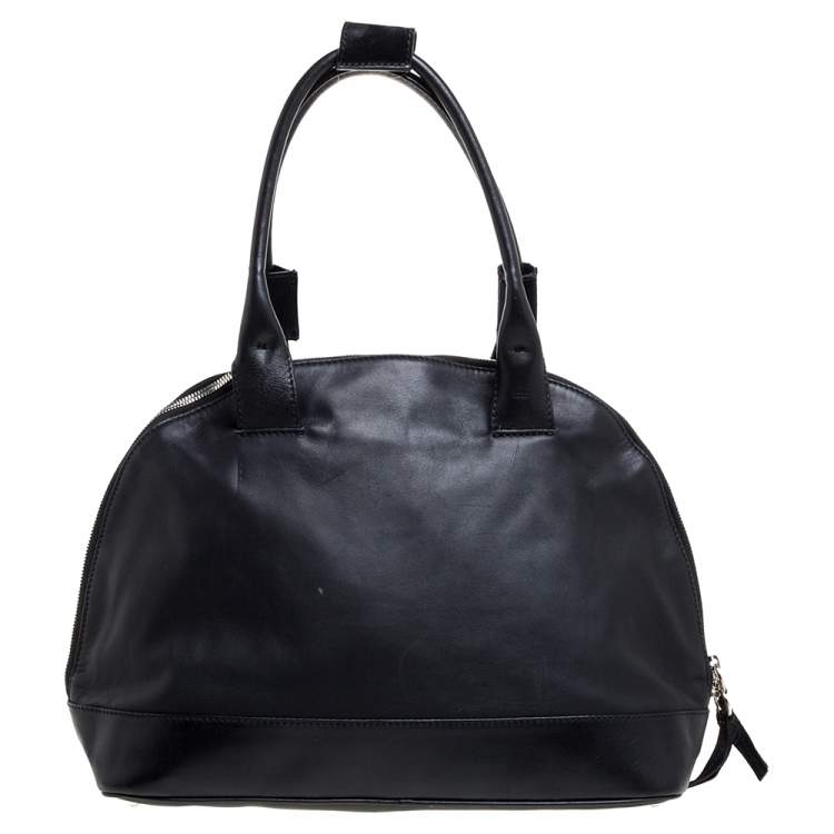 Pre Owned Escada Black Leather Dome Satchel