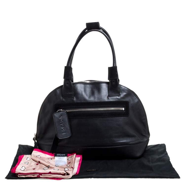 Pre Owned Escada Black Leather Dome Satchel