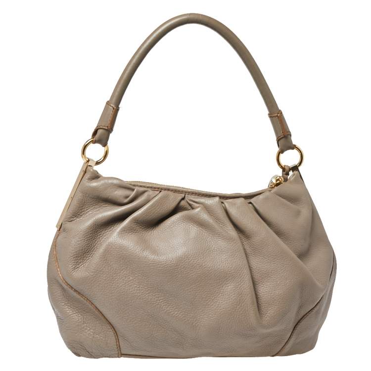 Pre Owned Escada Grey Leather Zip Hobo