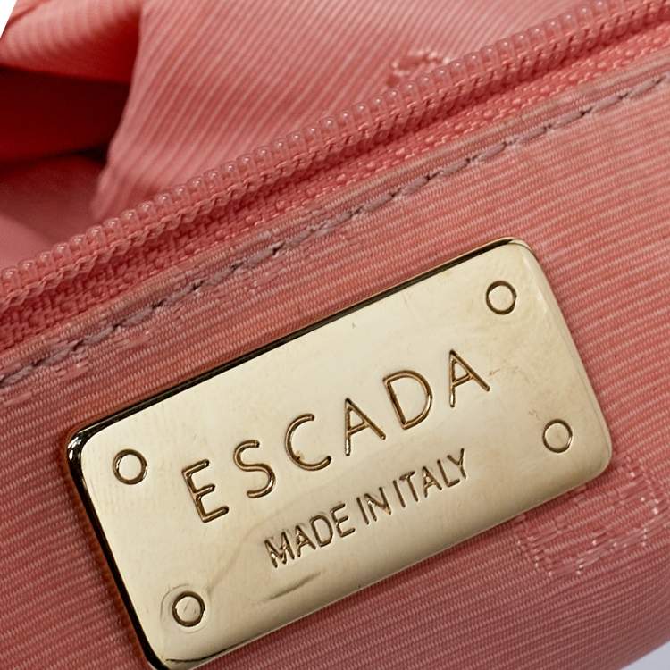 Pre Owned Escada Cream Lizard Embossed Leather Baguette Shoulder Bag