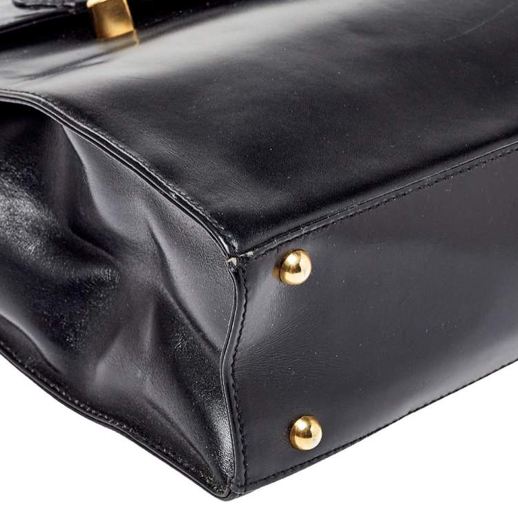 Pre Owned Escada Black Leather Top Handle Bag