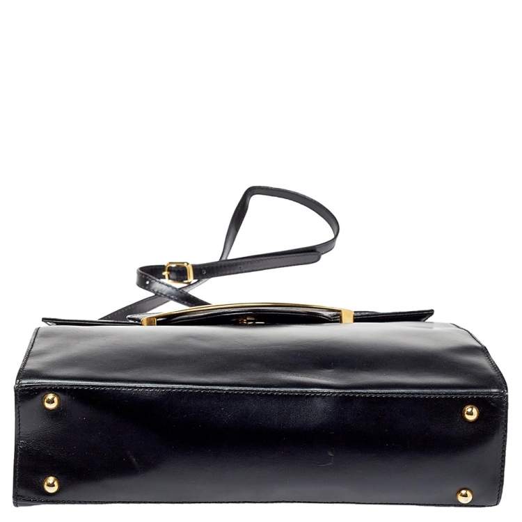 Pre Owned Escada Black Leather Top Handle Bag