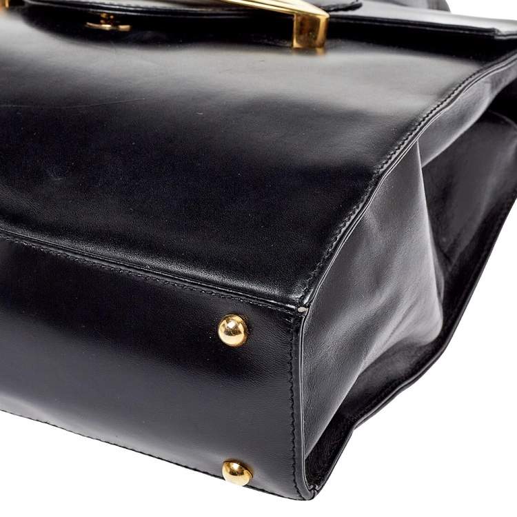 Pre Owned Escada Black Leather Top Handle Bag