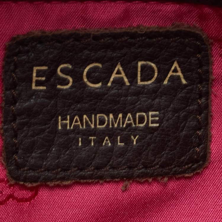 Pre Owned Escada Magenta/Dark Brown Leather and Canvas Small Eluna Bag