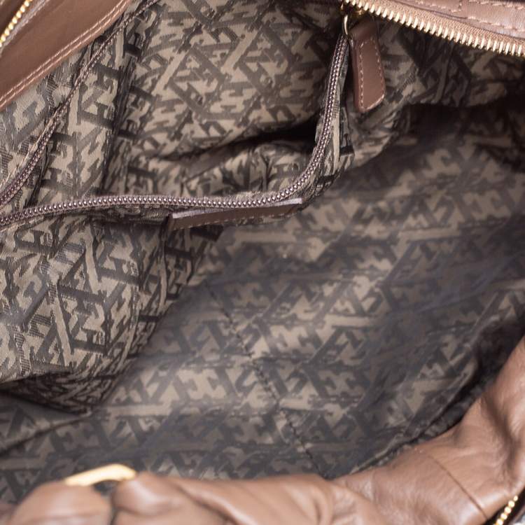 Pre Owned Escada  Multicolor Printed Coated Canvas and Leather Knotted Handle Hobo