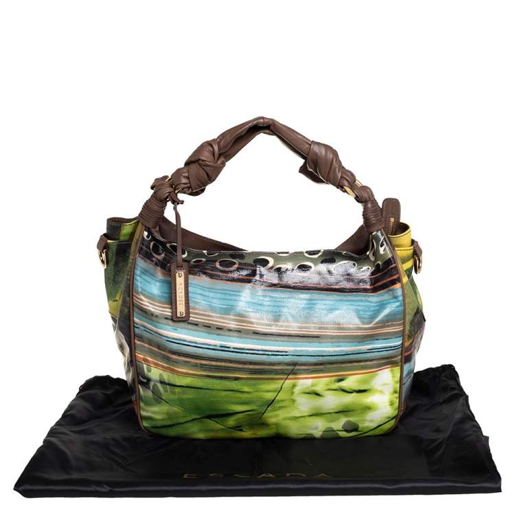 Pre Owned Escada  Multicolor Printed Coated Canvas and Leather Knotted Handle Hobo