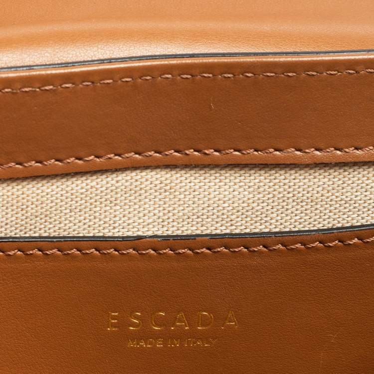Pre Owned Escada Brown Leather Flap Crossbody Bag