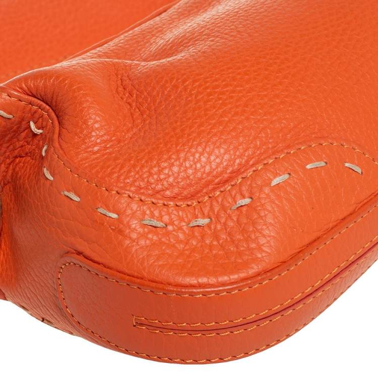 Pre Owned Escada Orange Leather Eluna Baguette Shoulder Bag