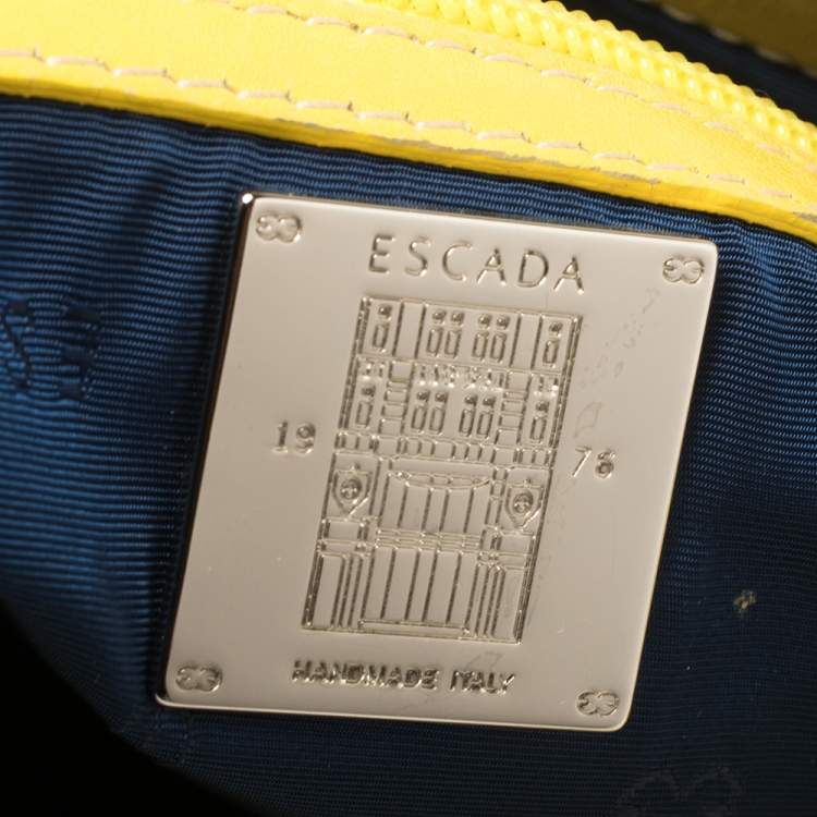 Pre Owned Escada Multicolor Denim and Leather Patchwork Flap Tote  