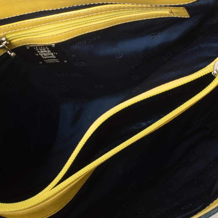 Pre Owned Escada Multicolor Denim and Leather Patchwork Flap Tote  