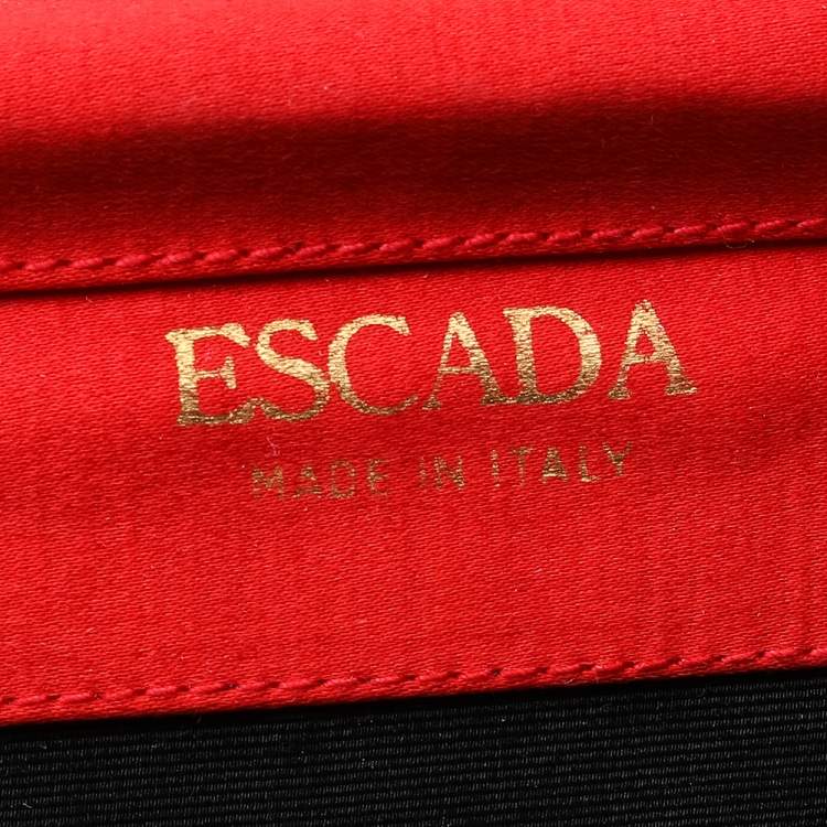 Pre Owned Escada Red Quilted Satin Flap Shoulder Bag