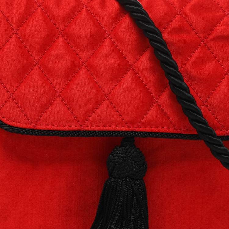 Pre Owned Escada Red Quilted Satin Flap Shoulder Bag