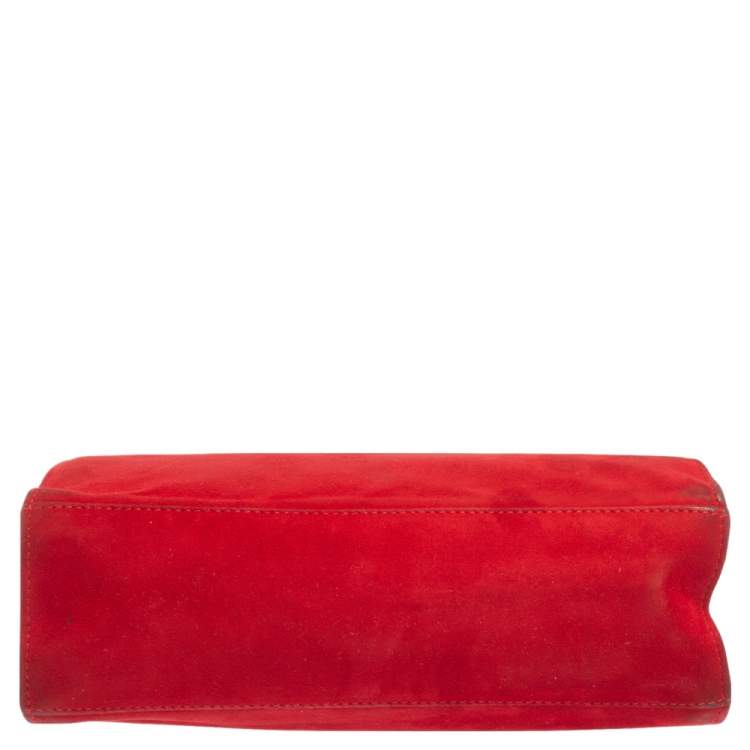 Pre Owned Escada Red Suede Metal Handle Bag