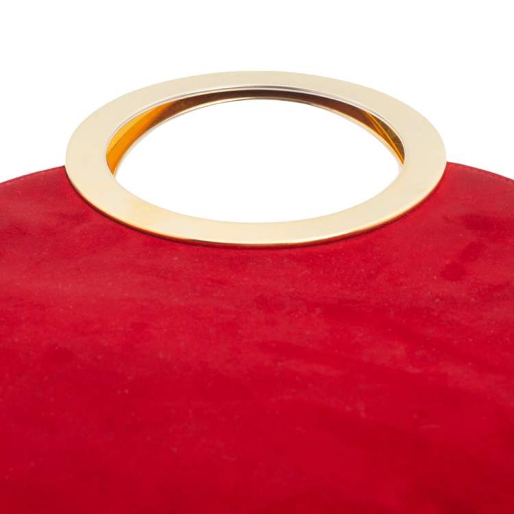 Pre Owned Escada Red Suede Metal Handle Bag