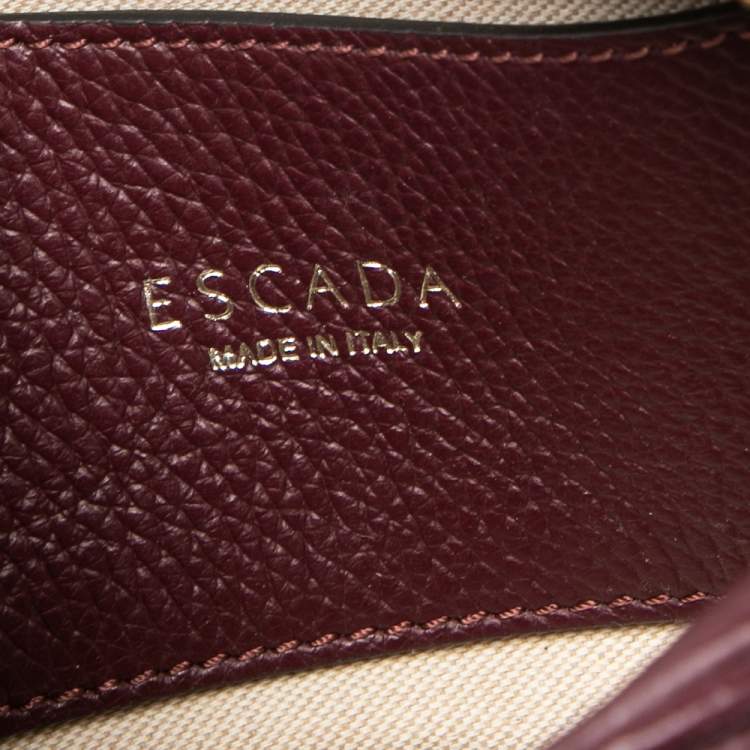 Pre Owned Escada Burgundy Grained Leather Camera Bag