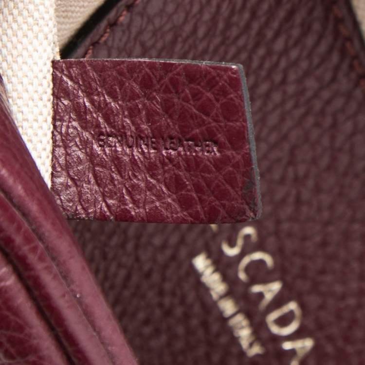Pre Owned Escada Burgundy Grained Leather Camera Bag