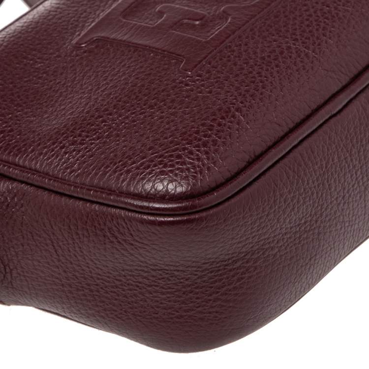 Pre Owned Escada Burgundy Grained Leather Camera Bag
