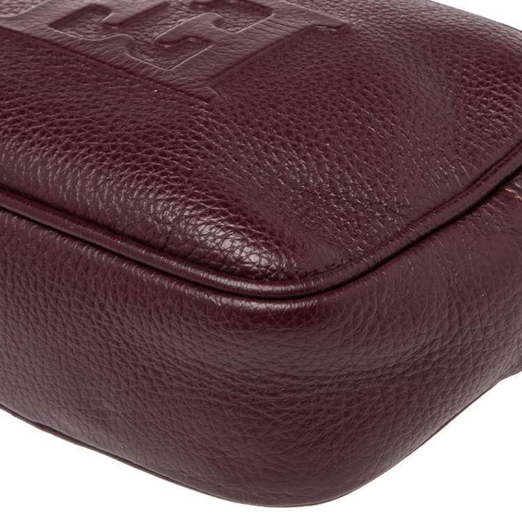 Pre Owned Escada Burgundy Grained Leather Camera Bag