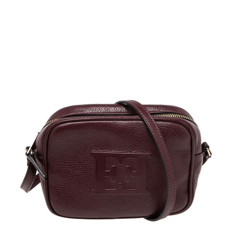 Pre Owned Escada Burgundy Grained Leather Camera Bag